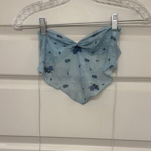 Floral Blue sheer tie tank